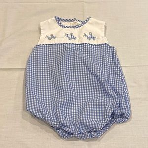 Petit Ami airplane gingham bubble 3 months